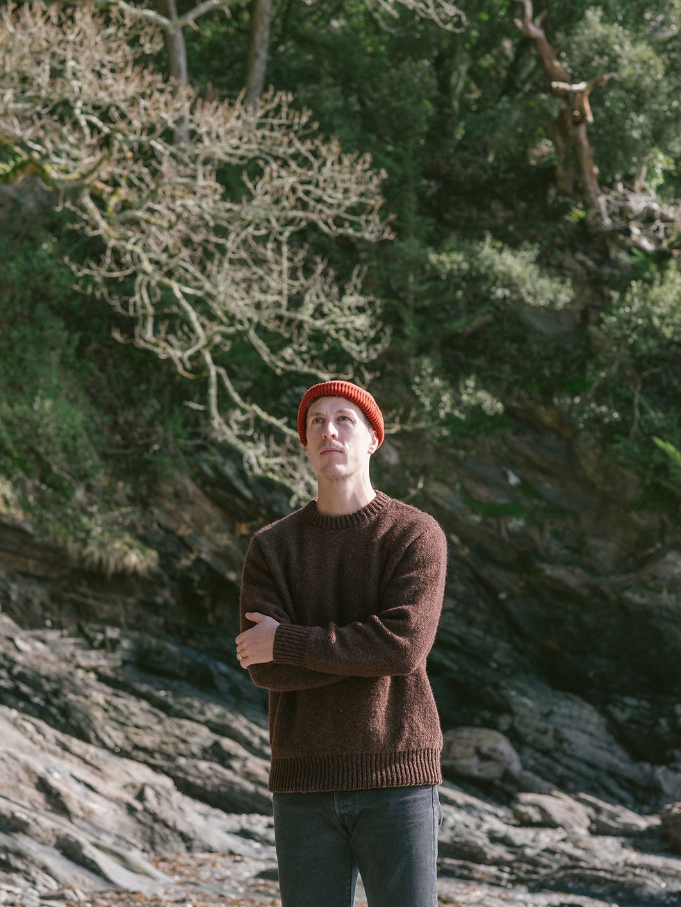 Thumbnail: mens chunky purl crewneck | cacao
