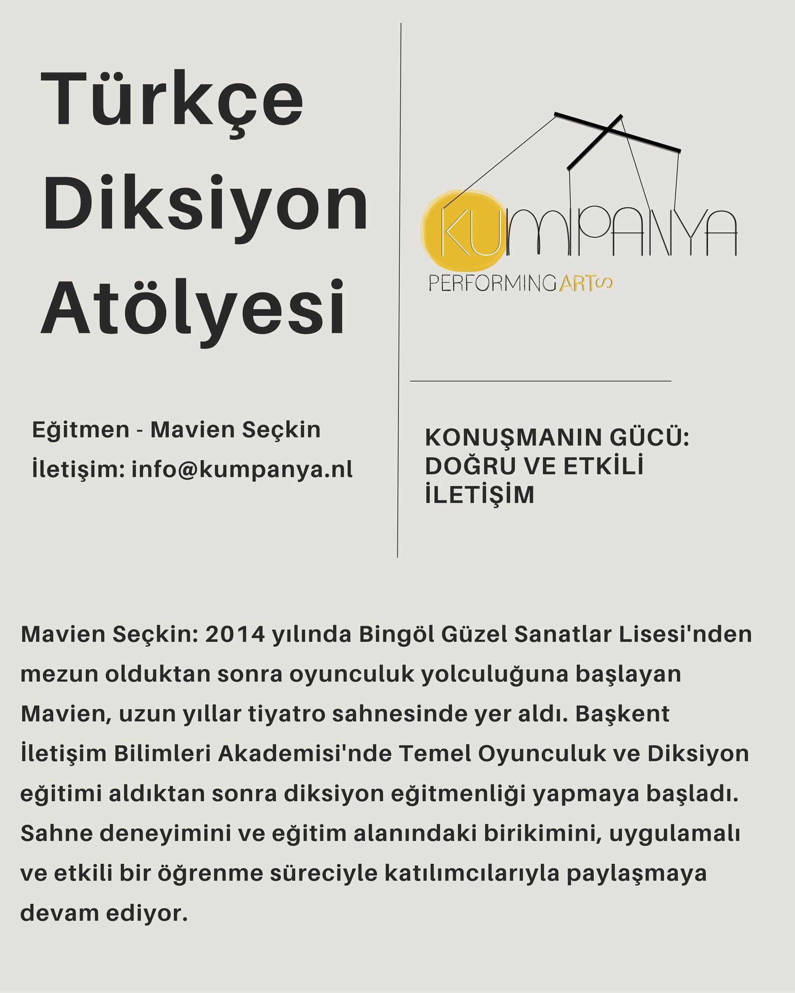 Türkçe Diksiyon Atölyesi afişi