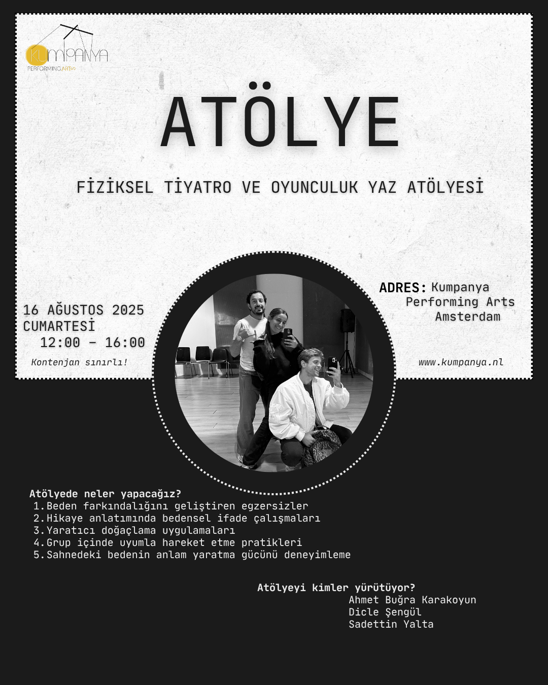 Fiziksel Tiyatro ve Oyunculuk Yaz Atölyesi afişi