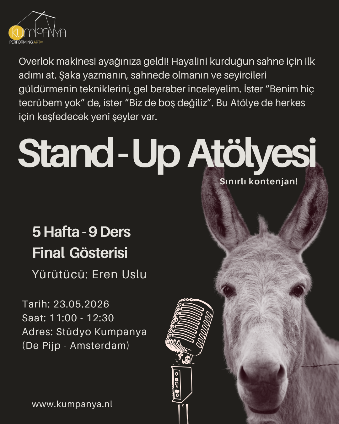 Stand-Up Atölyesi (5 Hafta - 9 Ders + Final Gösterisi) afişi