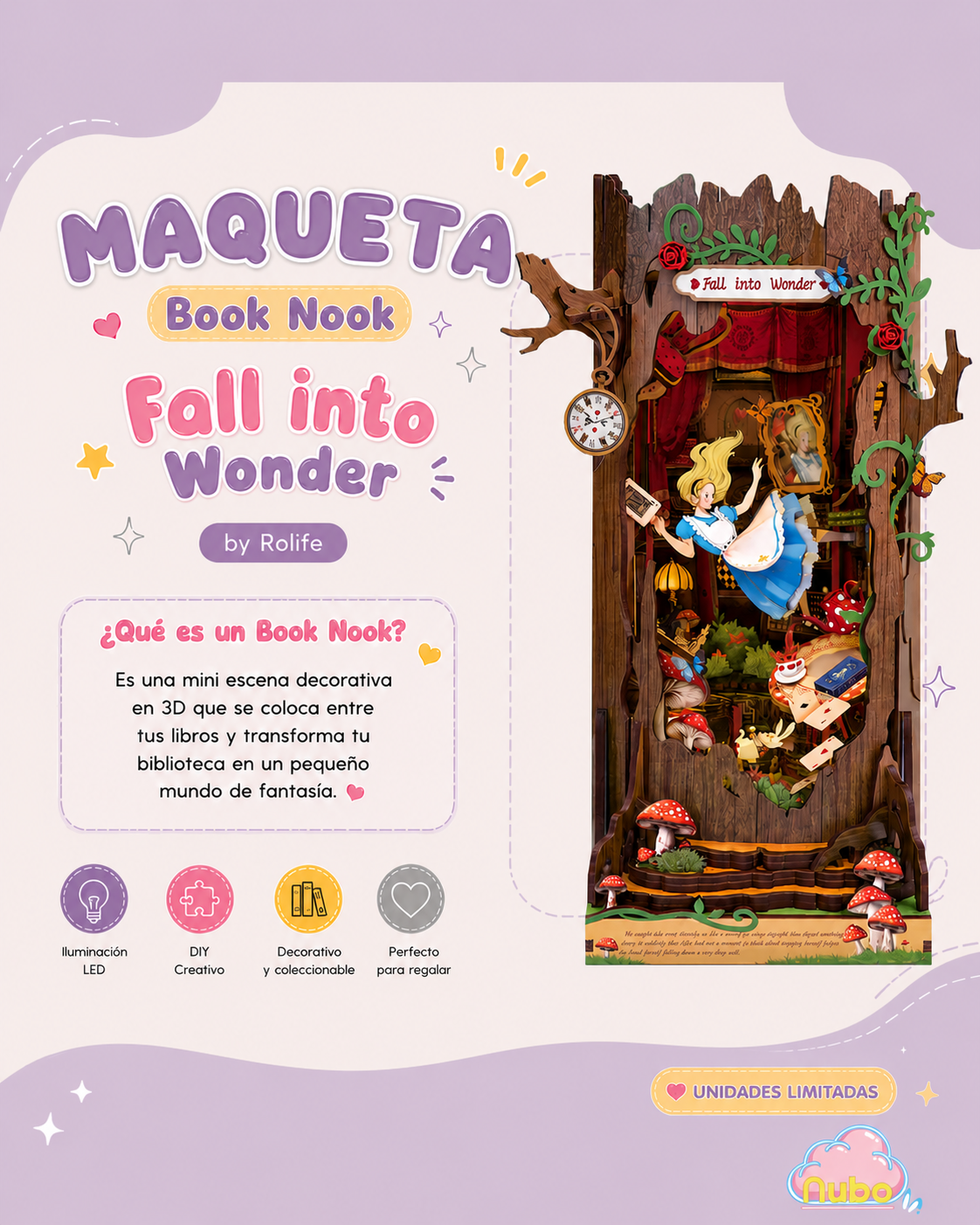 Rolife Book Nook Shelf Insert - Fall into Wonder