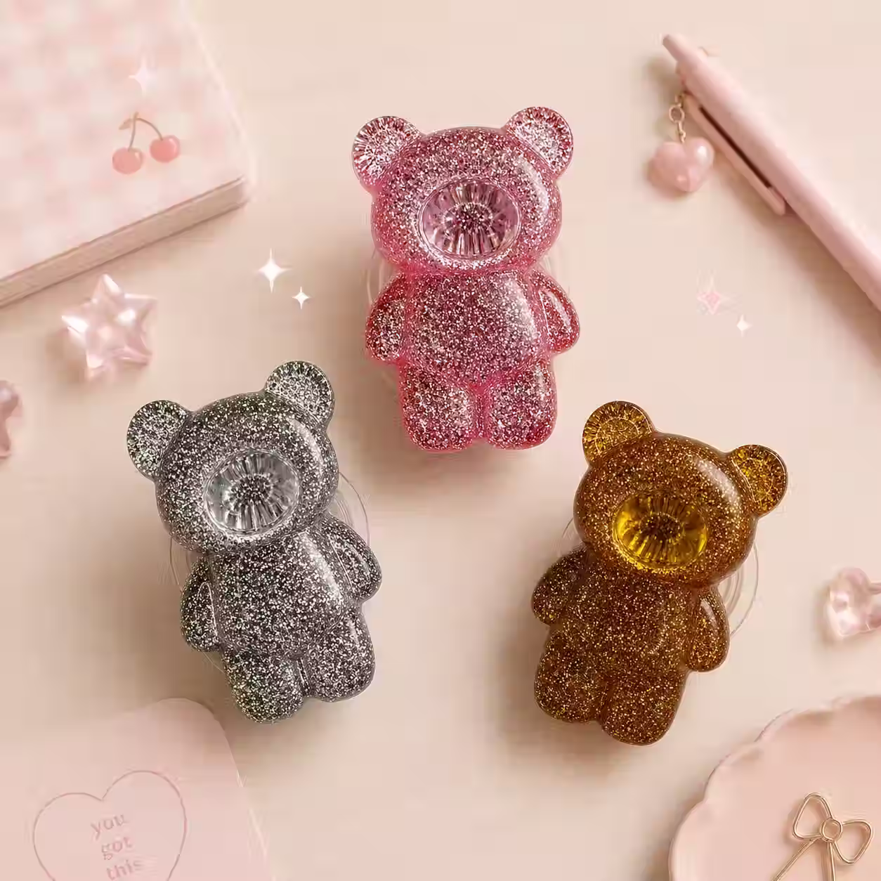 PopSocket Oso con glitter – Soporte para Celular Brillante