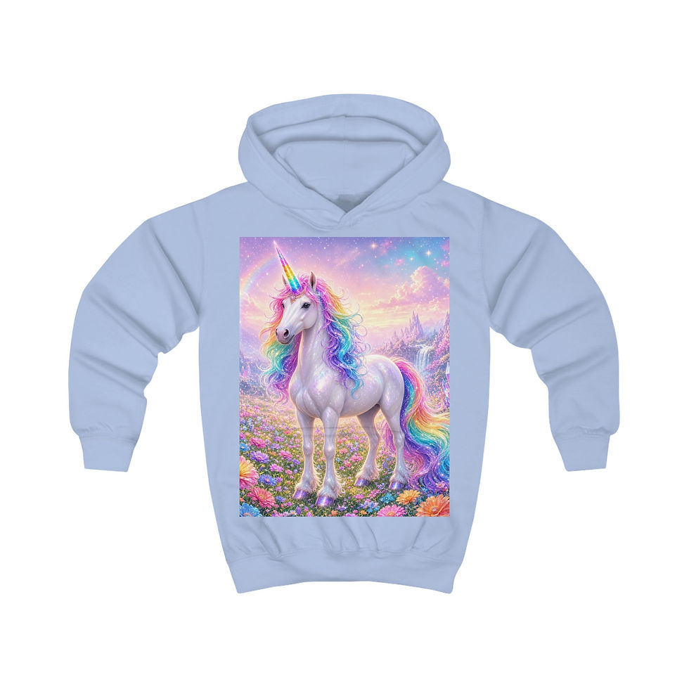 Thumbnail: Rainbow Unicorn Illustration Kids Hoodie 