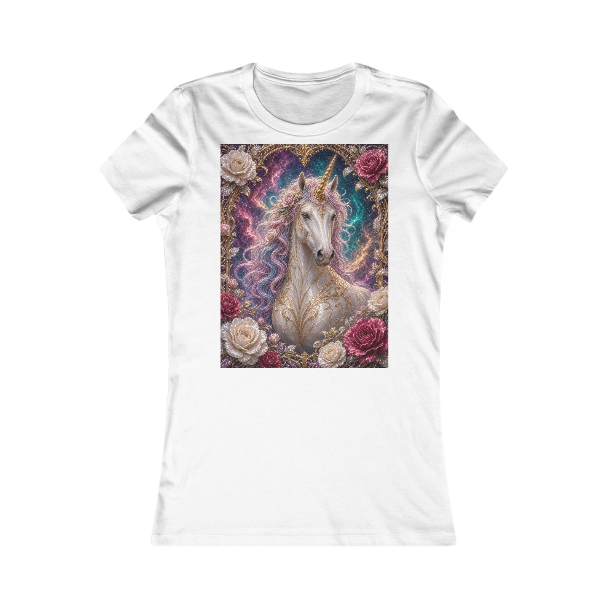 Women's Unicorn T-Shirt – Sparkling Floral Fantasy Tee