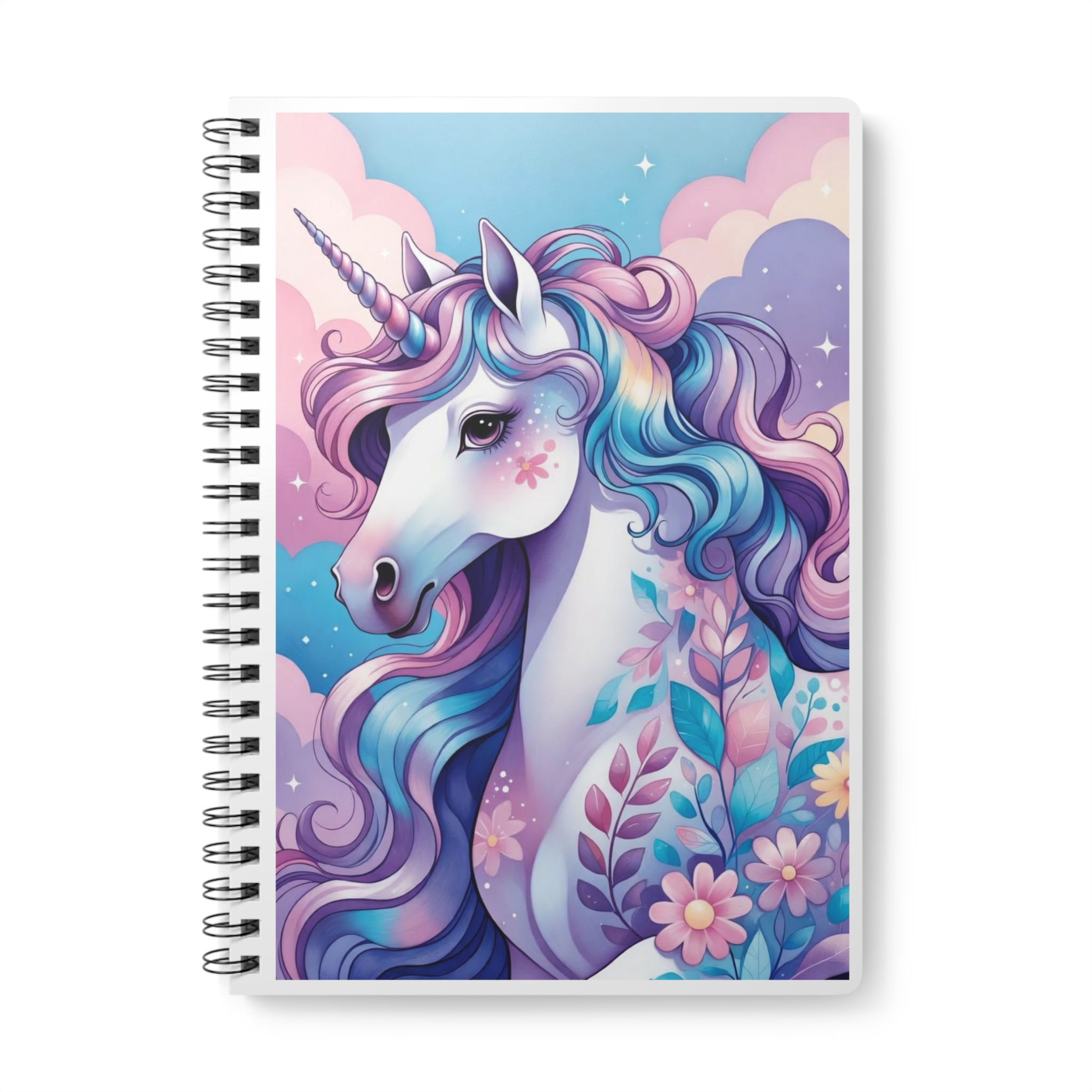 Pastel Rainbow Unicorn Notebook A5 | Spiral Wirobound Softcover