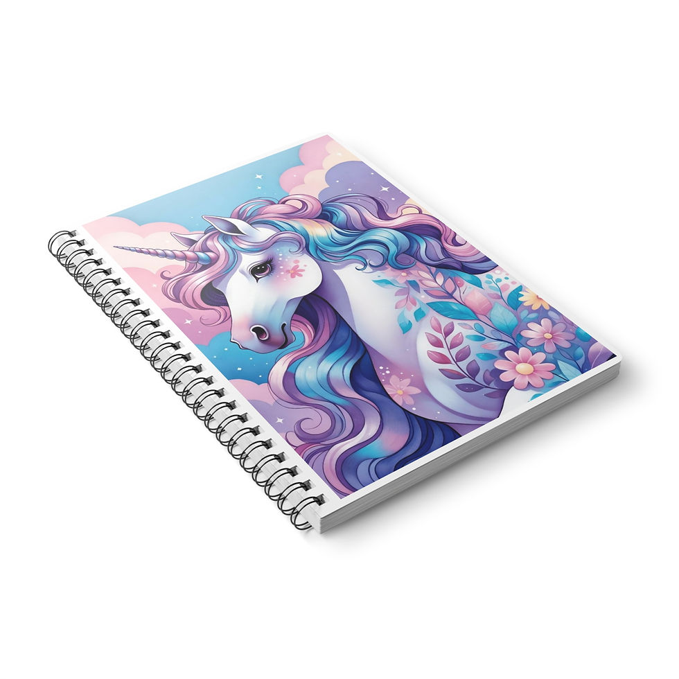 Thumbnail: Pastel Rainbow Unicorn Notebook A5 | Spiral Wirobound Softcover