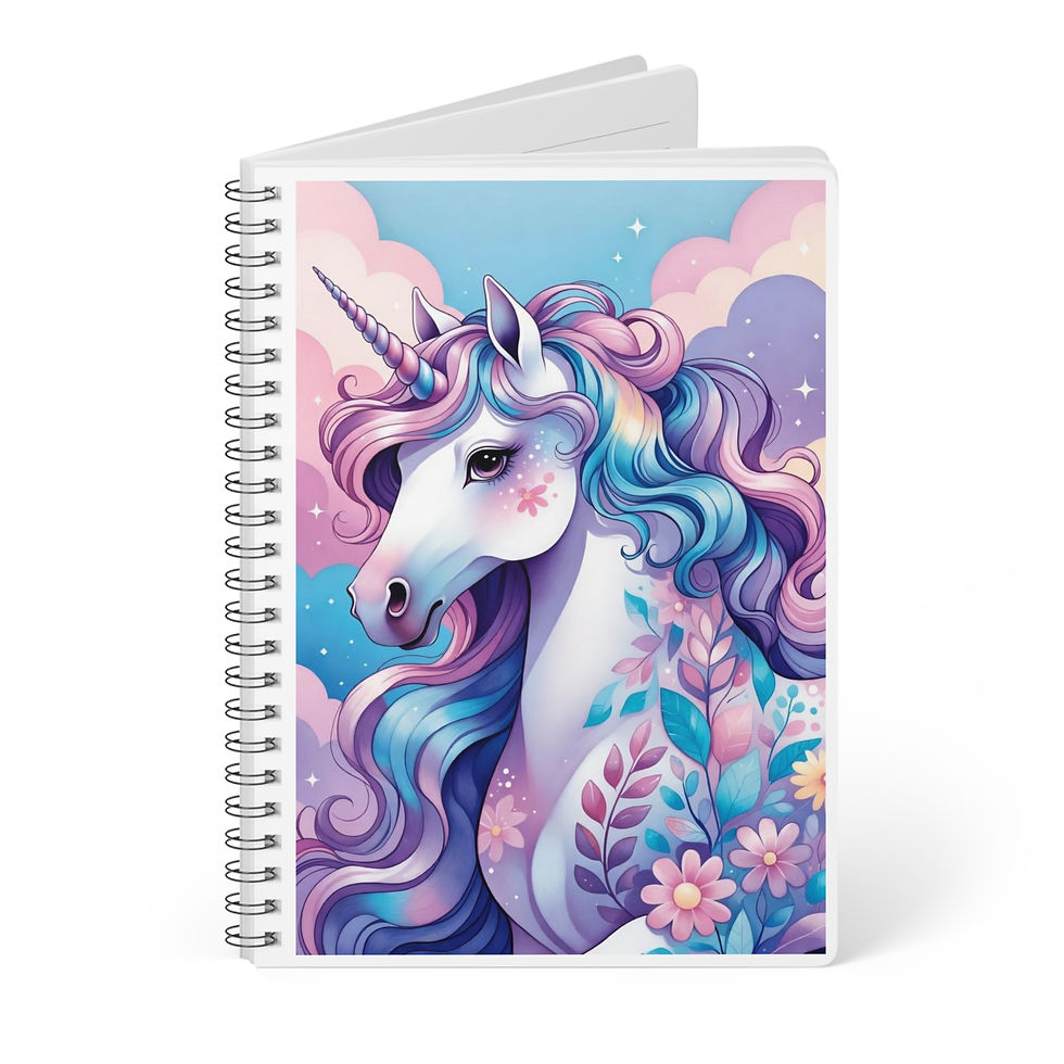 Thumbnail: Pastel Rainbow Unicorn Notebook A5 | Spiral Wirobound Softcover