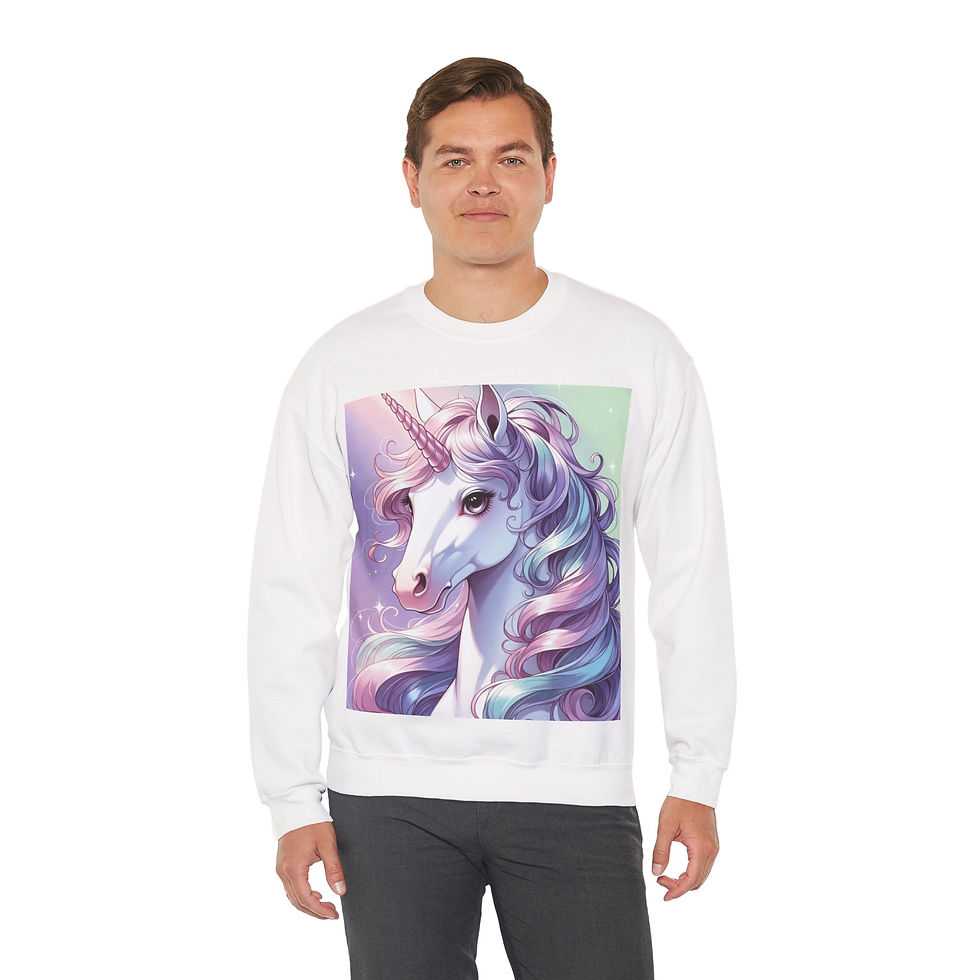 Thumbnail: Pastel Unicorn Portrait Sweatshirt | Rainbow Mane Fantasy