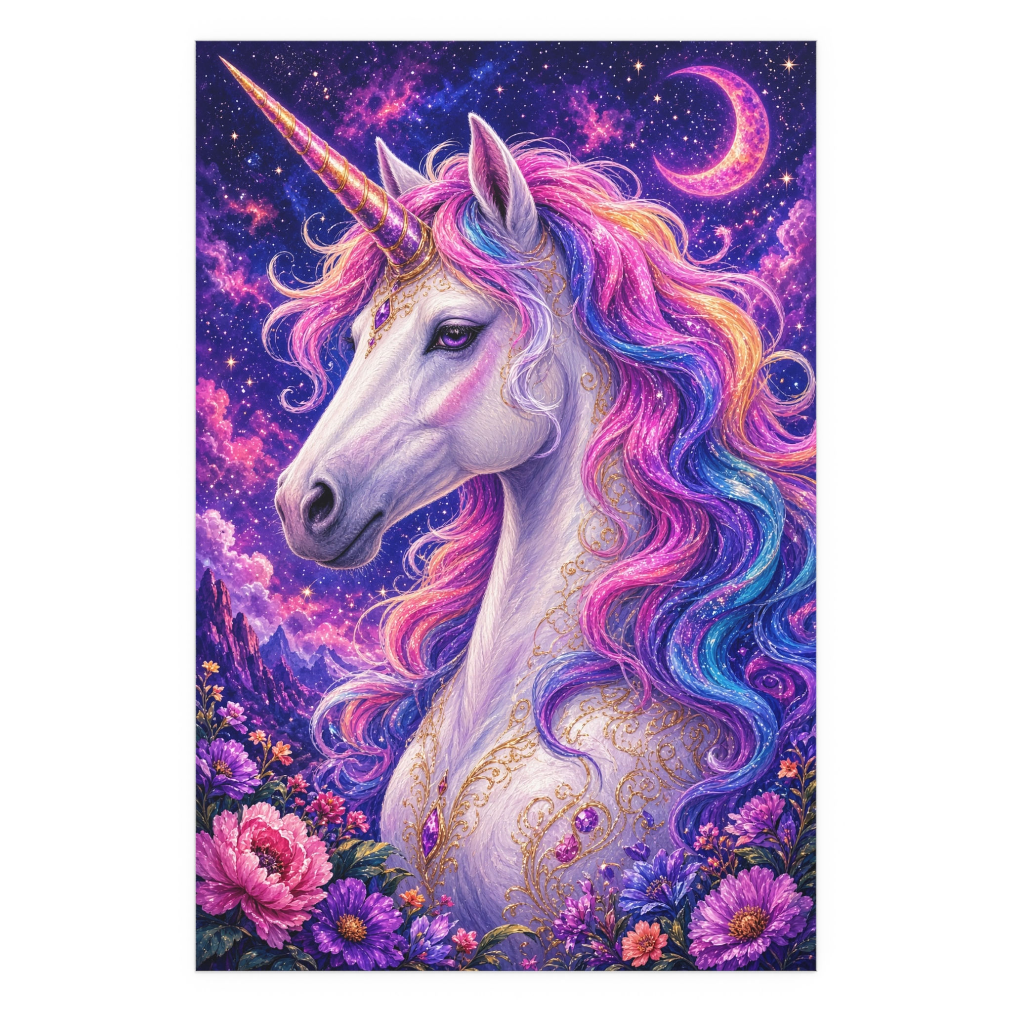 Magical Rainbow Unicorn Silk Poster — Indoor/Outdoor Wall Art