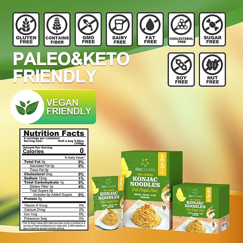 Thumbnail: DIET COOKER Premium Konjac Noodle 10 Pack Inside, Keto & Vegan Friendly, 9.52 oz