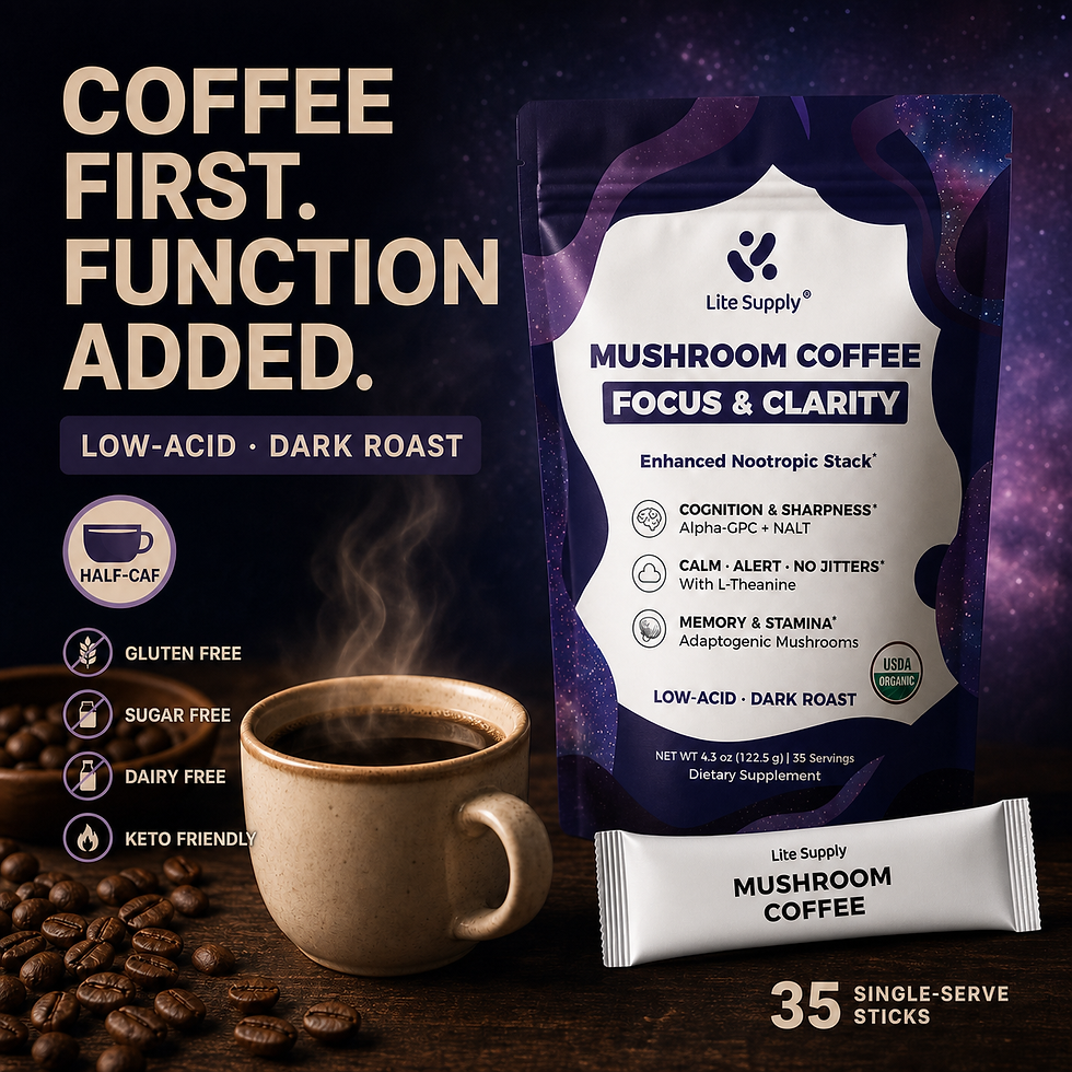 Thumbnail: Lite Supply Organic Instant Mushroom Coffee Powder, 35 Servings with Alpha-GPC
