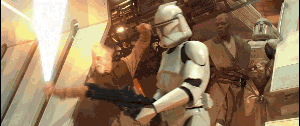 Clone blasts a droideka apart.gif
