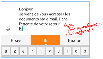 saisie prédictive sur Android