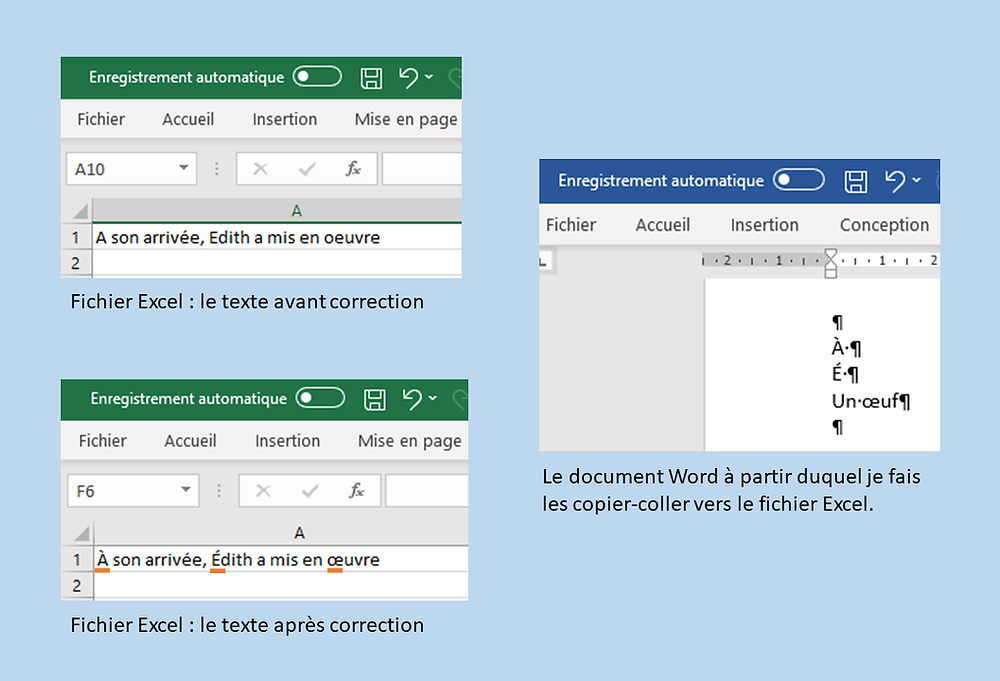 correction professionnelle sur Excel