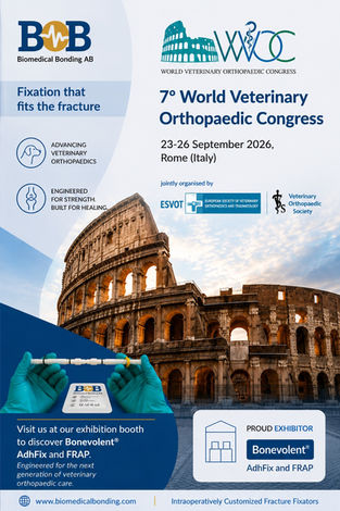Biomedical Bonding AB to Exhibit at the 7th World Veterinary Orthopaedic Congress (WVOC)