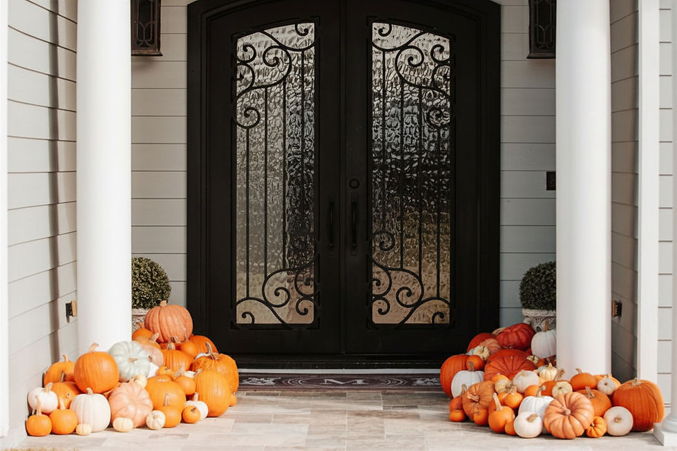 Professional porch pumpkin display