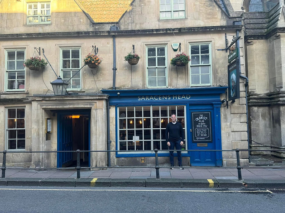 Oldest bar in Bath. Saracens Head- where Dickens wrote.