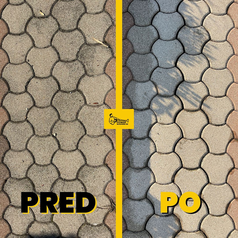 zámková dlažba pred a po vyčistení