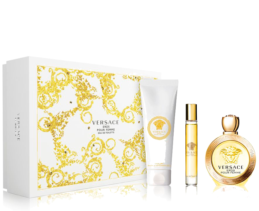 Versace Eros Poure Femme 3 piezas con 3.4oz.Edp Spray + 5.0 Loción corporal + 0.