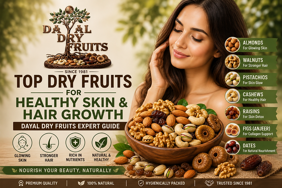 Top Dry Fruits for Healthy Skin and Hair Growth: Dayal Dry Fruits Expert Guide