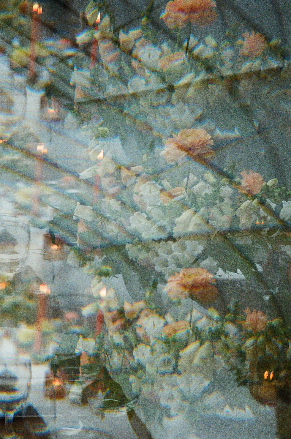 Herb Lyceum wedding statement floral installation over table