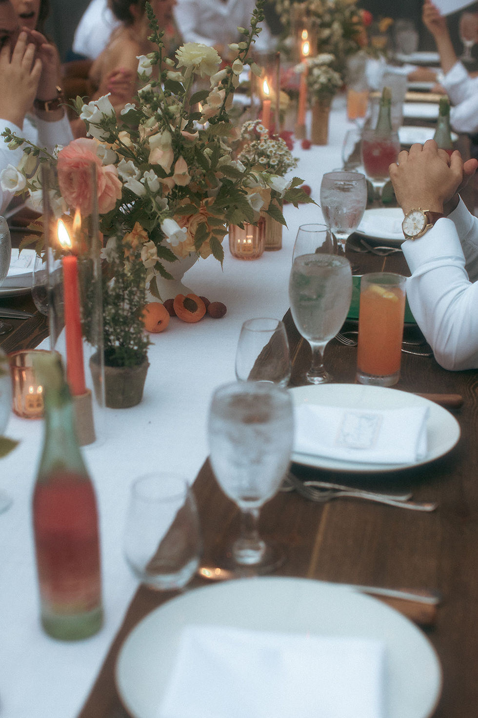Lush wedding table arrangement at Herb Lyceum