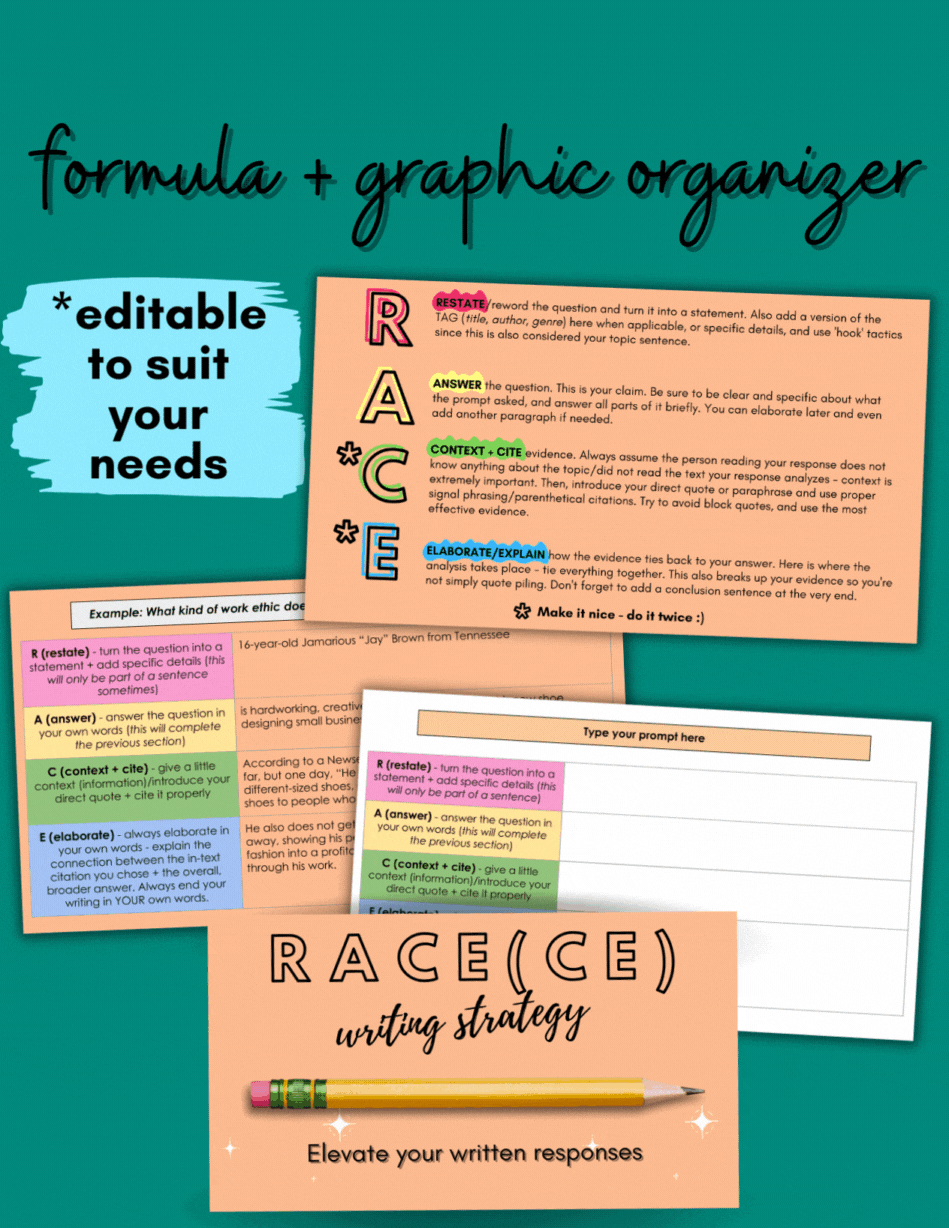 Race ce writing formula graphic organizer simply ana p