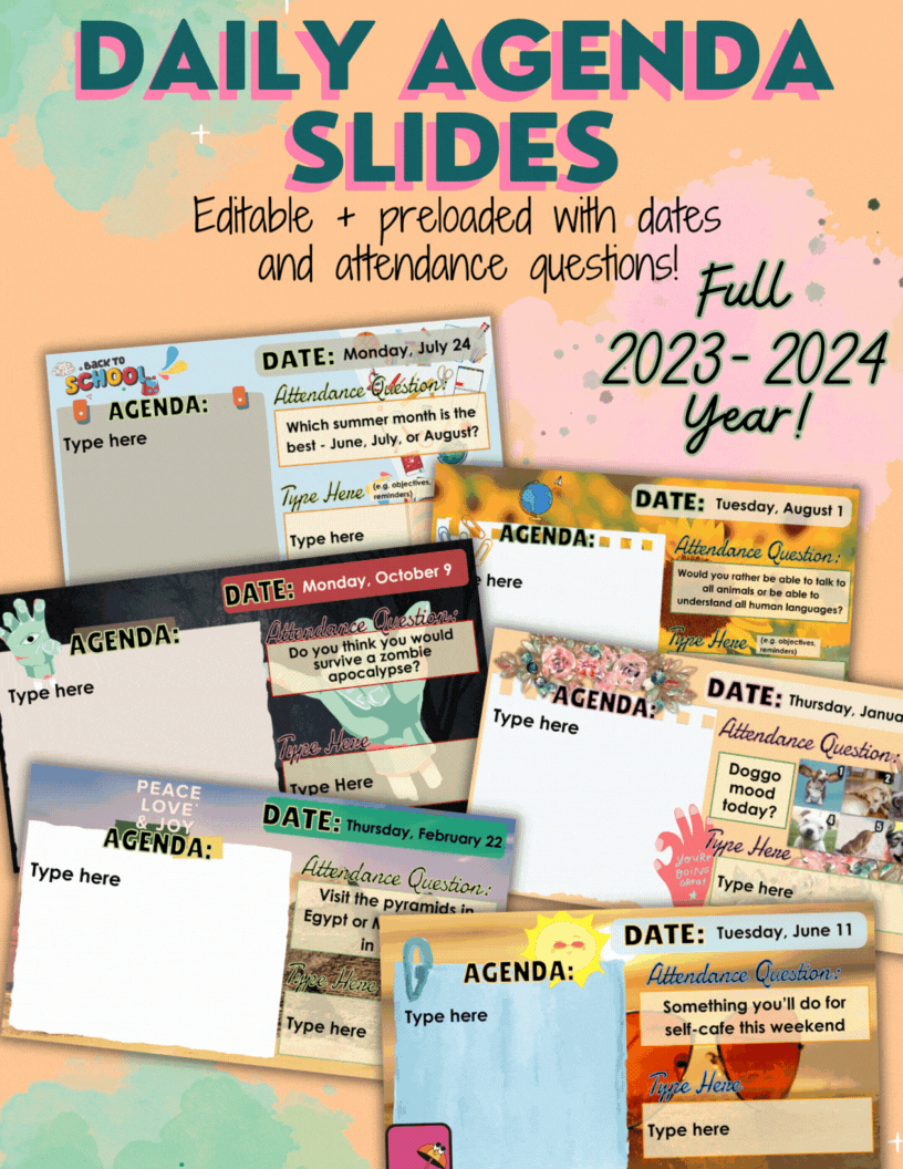 Daily Agenda Slides Full Year 2023 2024 Simply Ana P