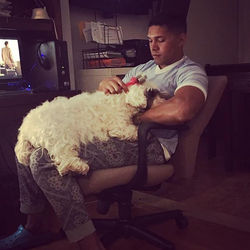 This is what happens when its your day off!!🐶😴🖒#delvallepetgrooming #ufff #dogsofinstagram #dog #