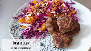 Oksedeller m. rød spidskålssalat