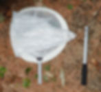 Photograph of a collapsible insect net with the handle removed.