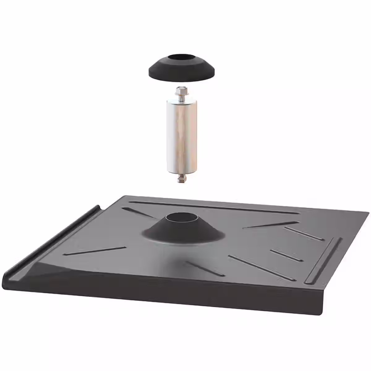 Pegasus Solar PSTR-FFB0 Flat Tile Flashing w/ Post & EPDM Boot - Black