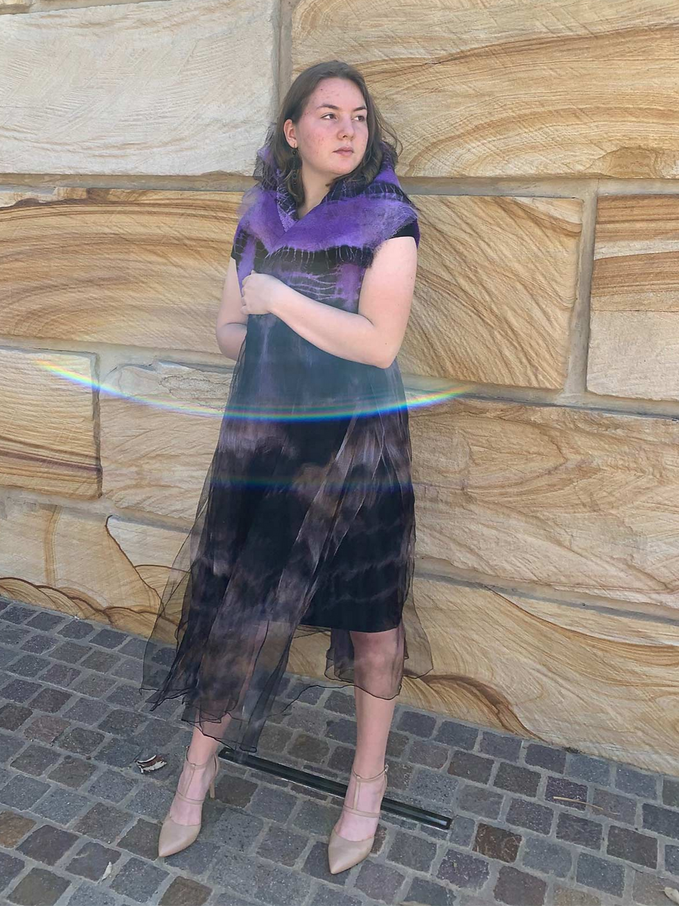 Thumbnail: Merino Wool Felted Shibori Dress