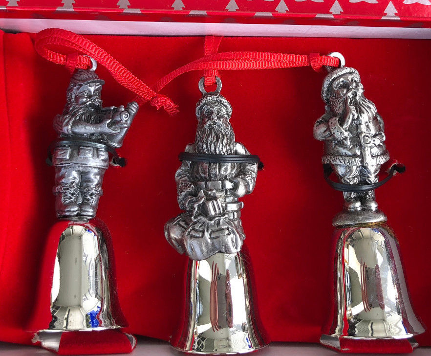 set of 3 mini santa bells