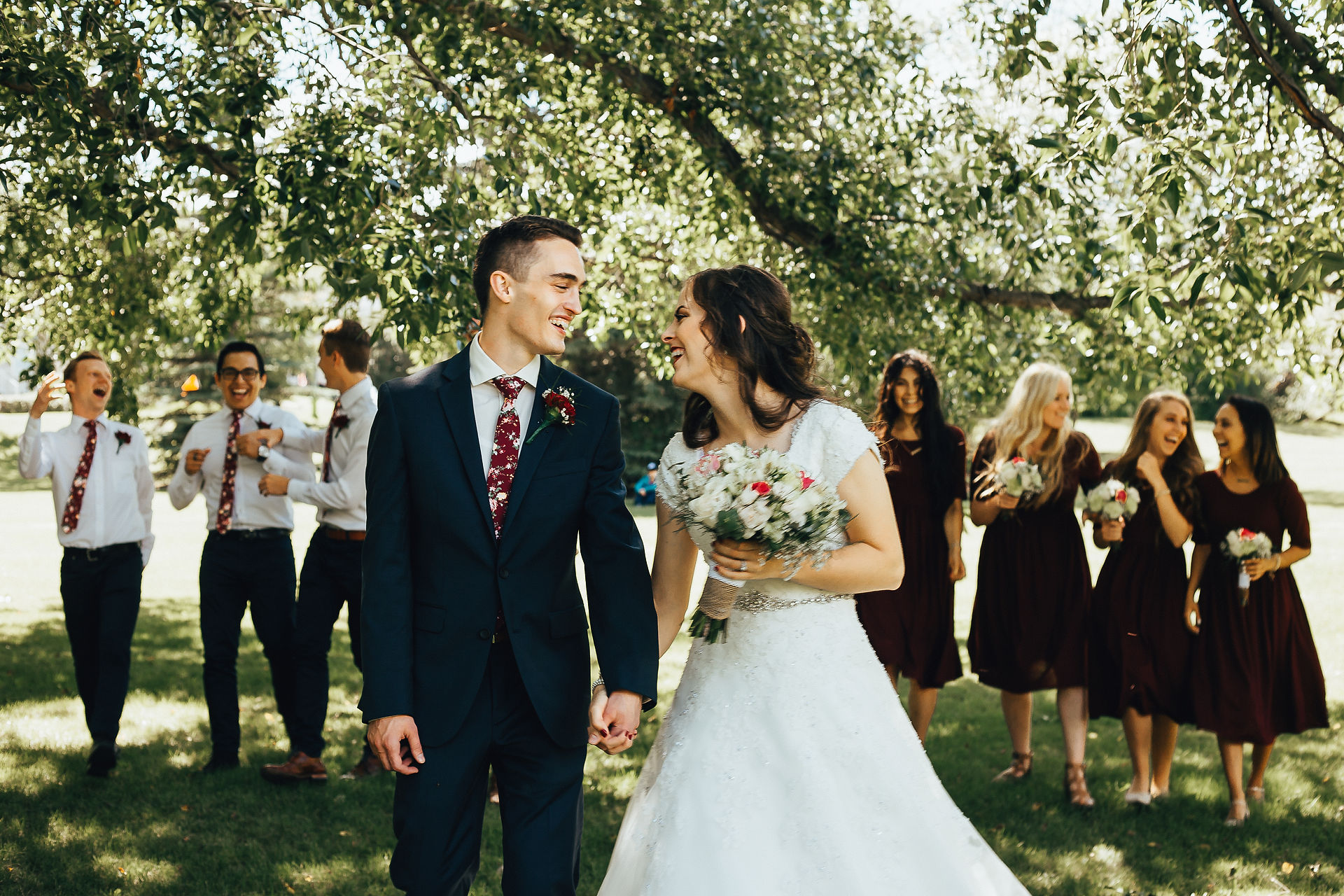 Bridal Party goes for a walk
