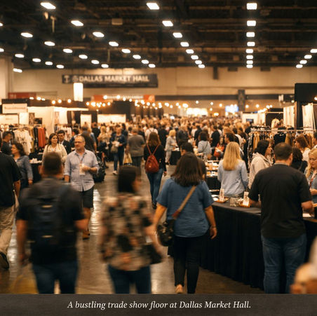 Dallas trade show and conference video production at Market Hall with attendees and vendor booths