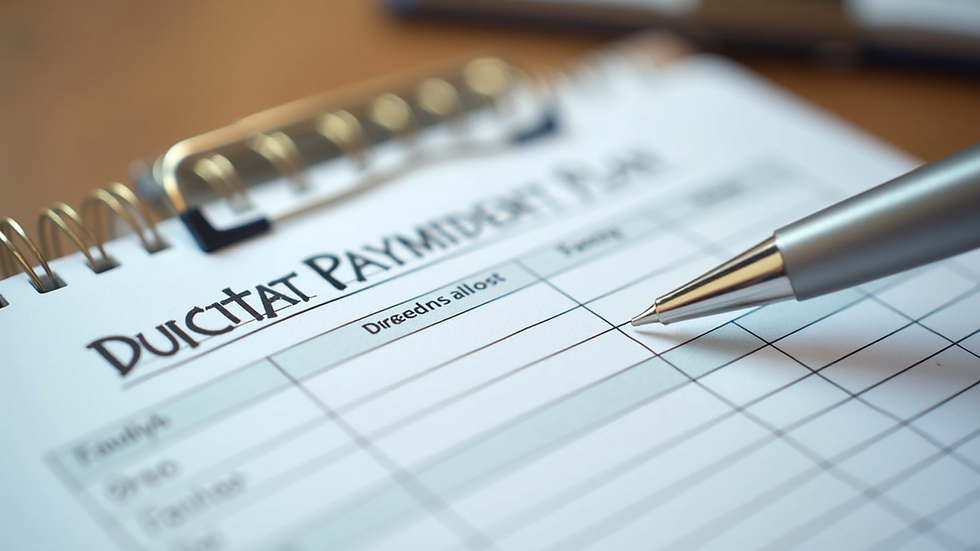 Close-up view of a budget planner with debt repayment plan