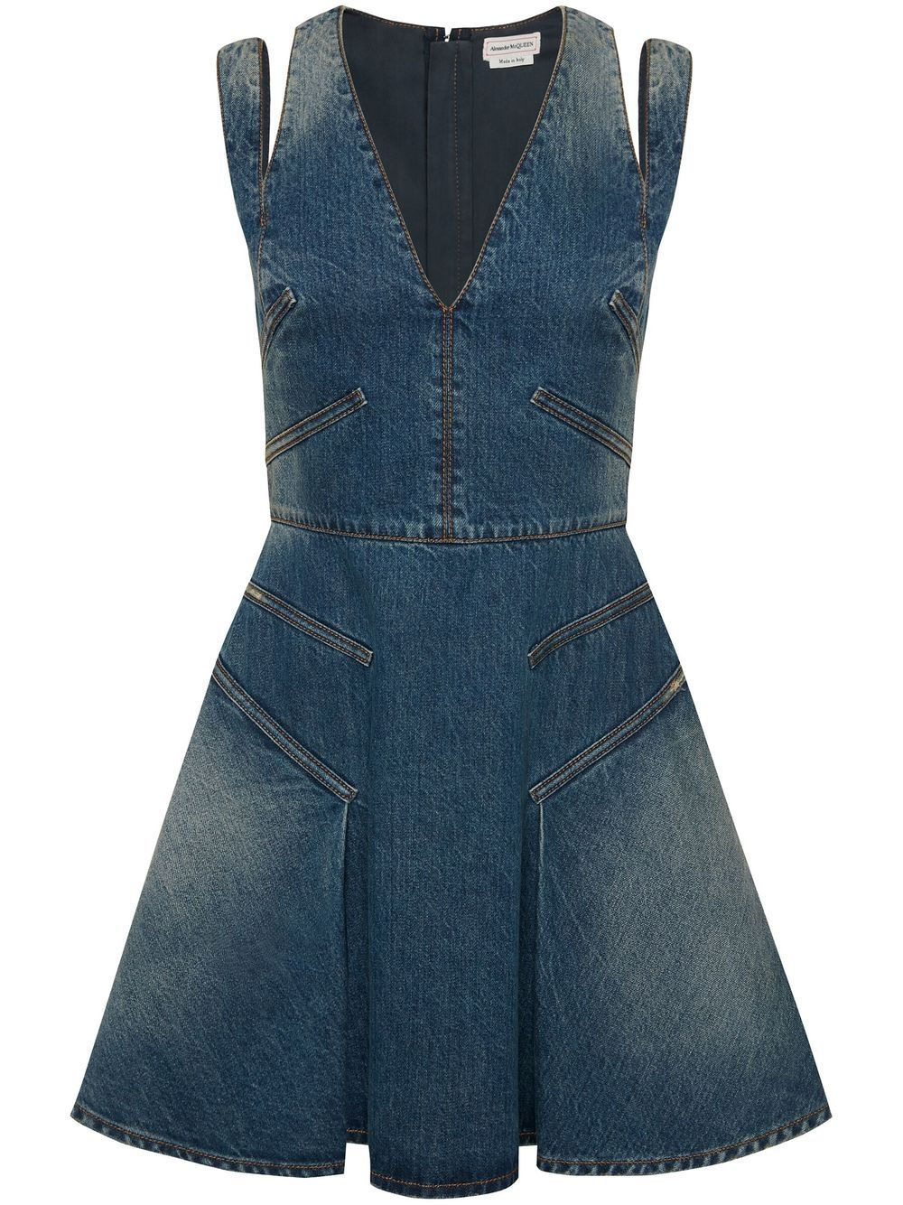 Alexander McQueen V-Neck Denim Minidress