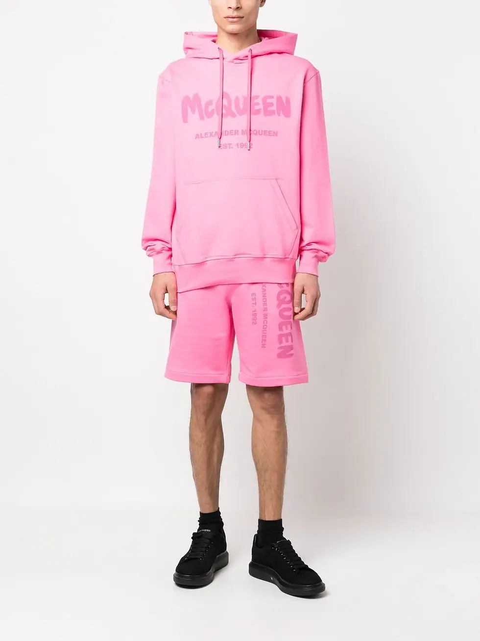 Thumbnail: Alexander McQueen Logo-Print Cotton Track Shorts