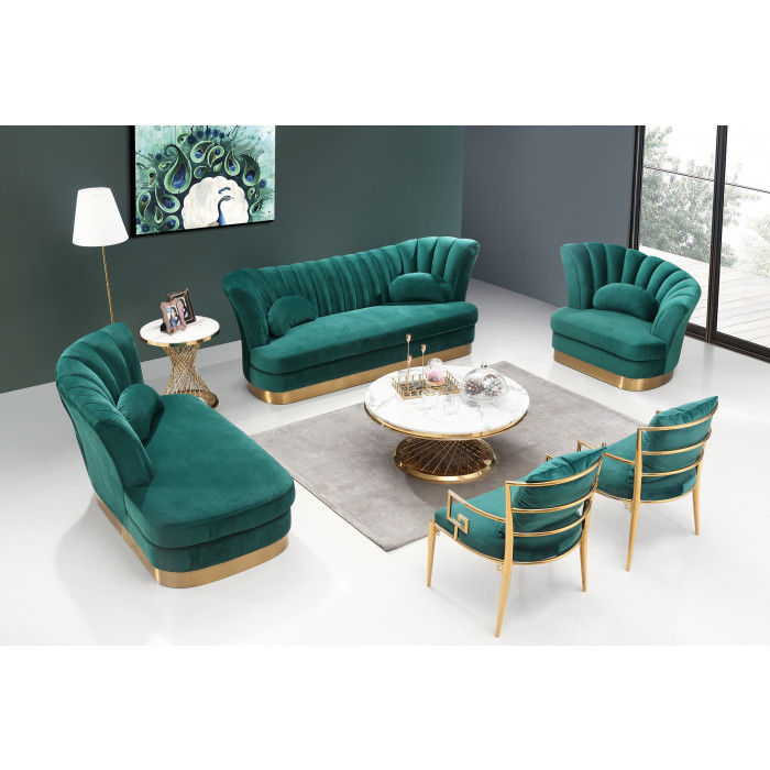 Thumbnail: Salontafel Marcello met Gouden Poten en Marmer Blad