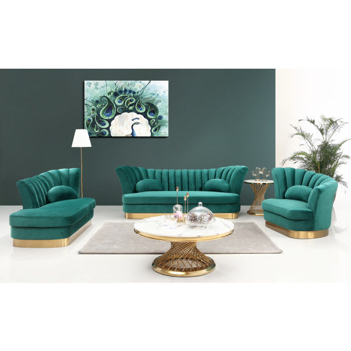 Thumbnail: Salontafel Marcello met Gouden Poten en Marmer Blad