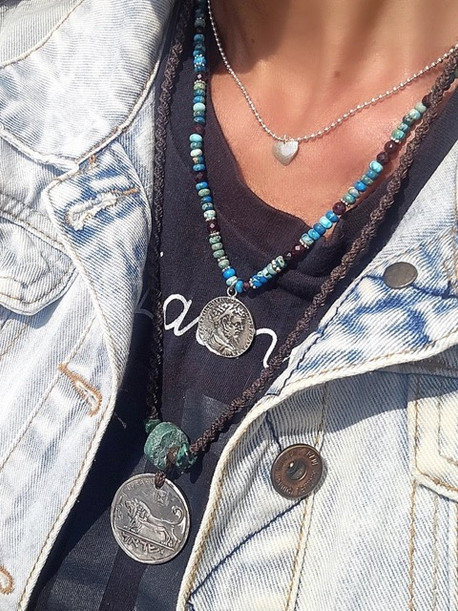 סט שרשראות אבני חן וכסף 925 עיצוב פז בק