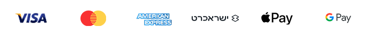אמצעי תשלום: Visa, Mastercard, American Express, ישראכרט, Apple Pay ו־Google Pay