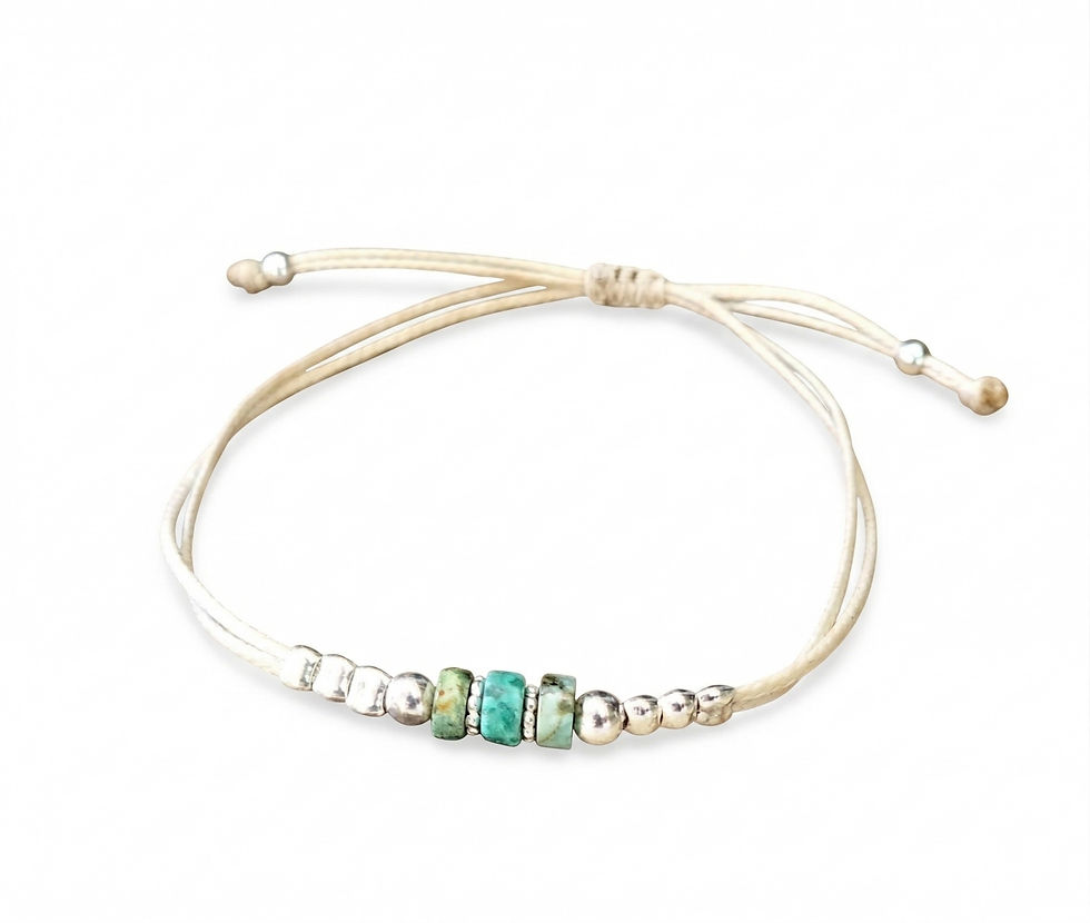 צמיד משולב כדורי כסף 925 ואבני טורקיז אפריקאיות-הפרדות פרח כסף 925