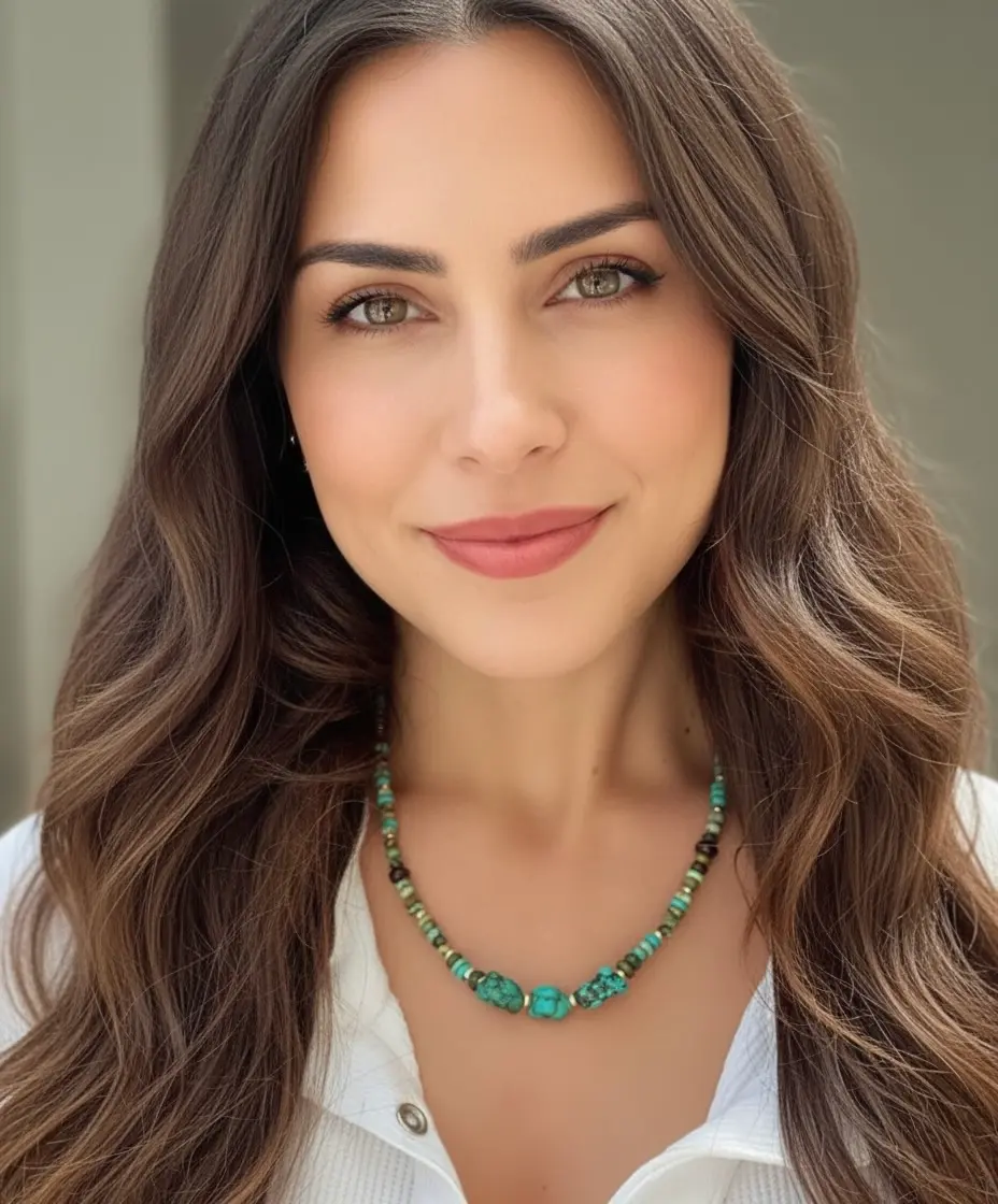 שרשרת מאלה אבני חן יוניסקס - טורקיז טבעי ואמטיסט - נוכחות אלגנטית מעצבת פז בק