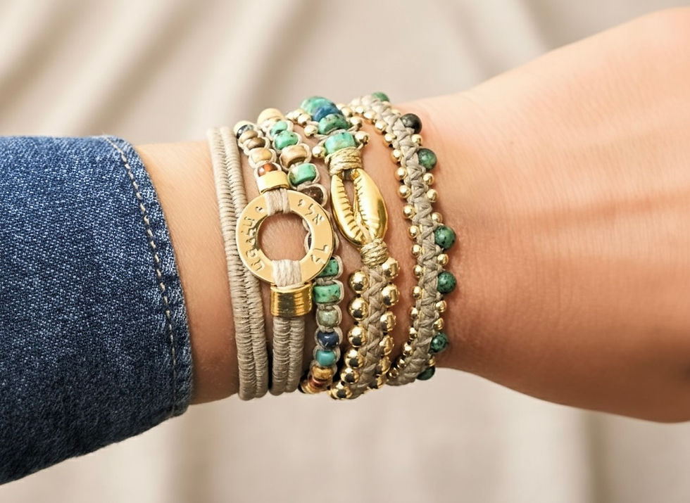 סט צמידים משולב אלמנטים שונים  מעצבת פז בק