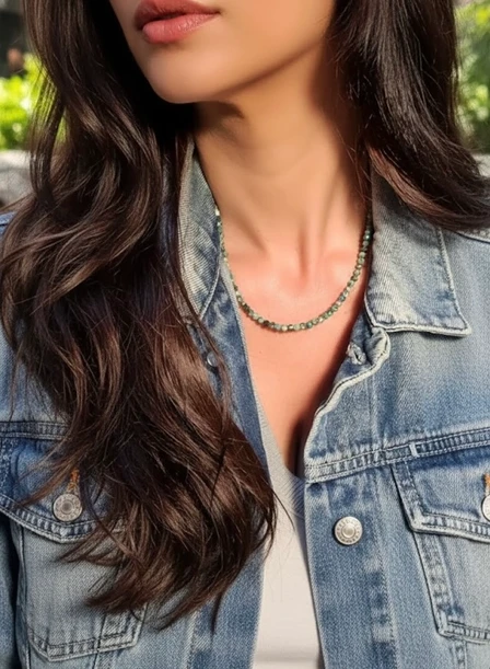 שרשרת אבני טורקיז דחוס,טורקיז אפריקאי,לאפיס ועוד מעצבת פז בק