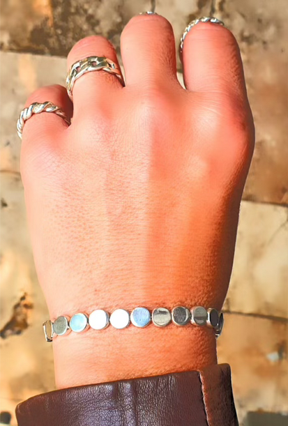 צמיד מטבעות כסף סטרלינג  925 יצוקים מכסף מלא וסוגרי כסף 925 או מטבעות ציפוי זהב 14 קרט וסוגרי גולדפילד-לבחירה