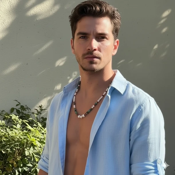 שרשרת אבני חן ופנינים מתורבתות ,שילוב,סיטרין,ענבר,רובי,טורקיזהפרדות זהב 14 קרט