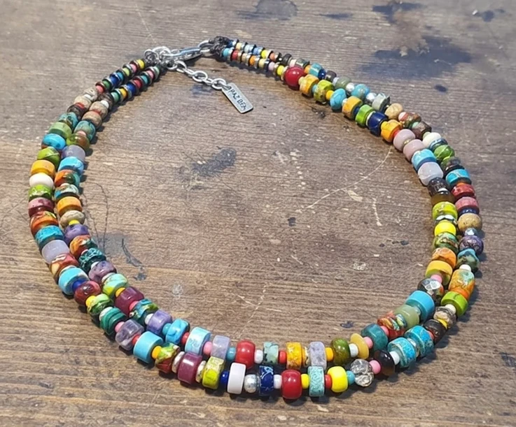 שרשרת סאוטה כפולה-שרשרת צבעונית,מיוחדת מעוצבת בעיצוב ייחודי של המעצבת פז בק .